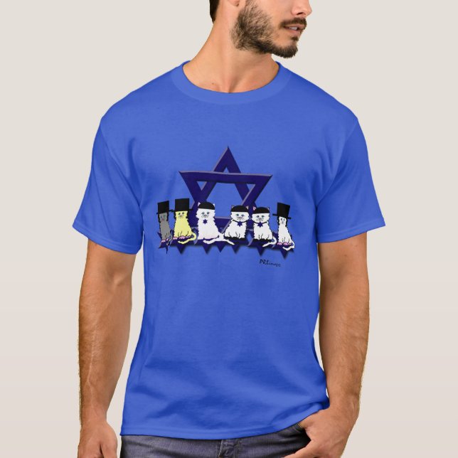 Kosher Kitties In A Row Basic T-Shirt (Front)