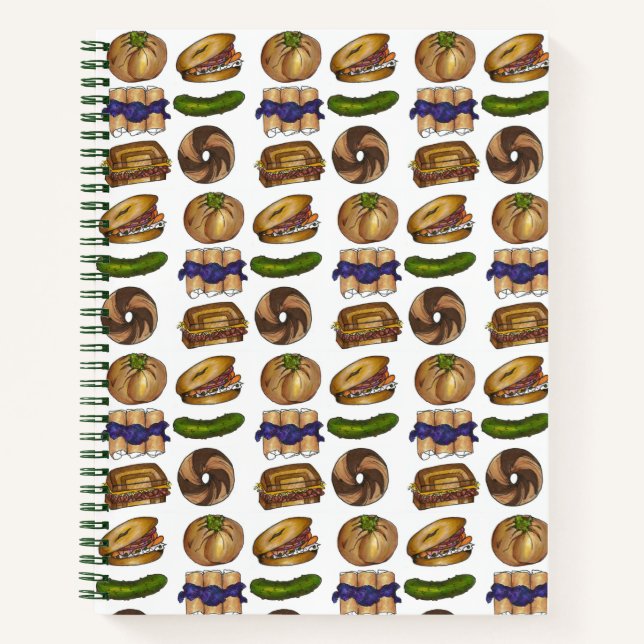 Kosher Pickle Blintz Knish Bagel Jewish Deli Foods Notebook (Front)