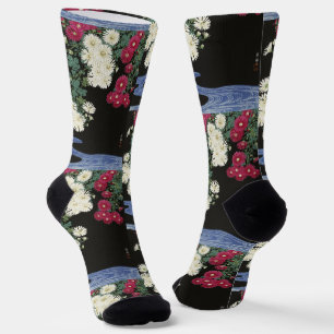 Koson Chrysanthemum Garden Japanese Flower Art Socks