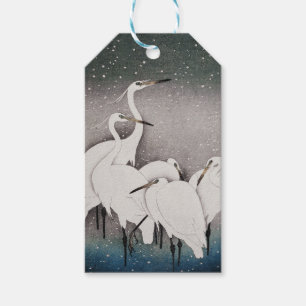 Koson Egrets in the Snow: Vintage Japanese Gift Tags
