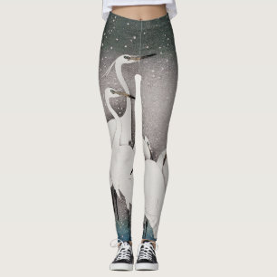 Koson Egrets in the Snow: Vintage Japanese Leggings