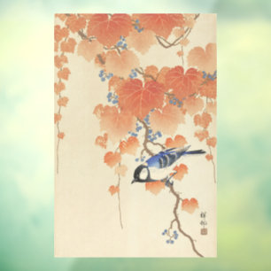 Koson Great Tit on Paulownia Branch Japanese Art Window Cling