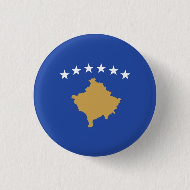 Kosovar Flag, Flag of Kosovo 3 Cm Round Badge (Front)