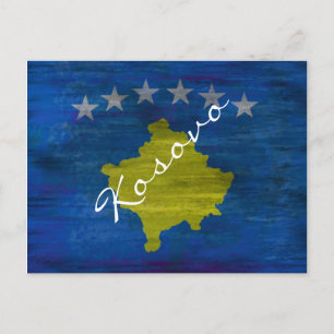 Kosovo distressed flag postcard