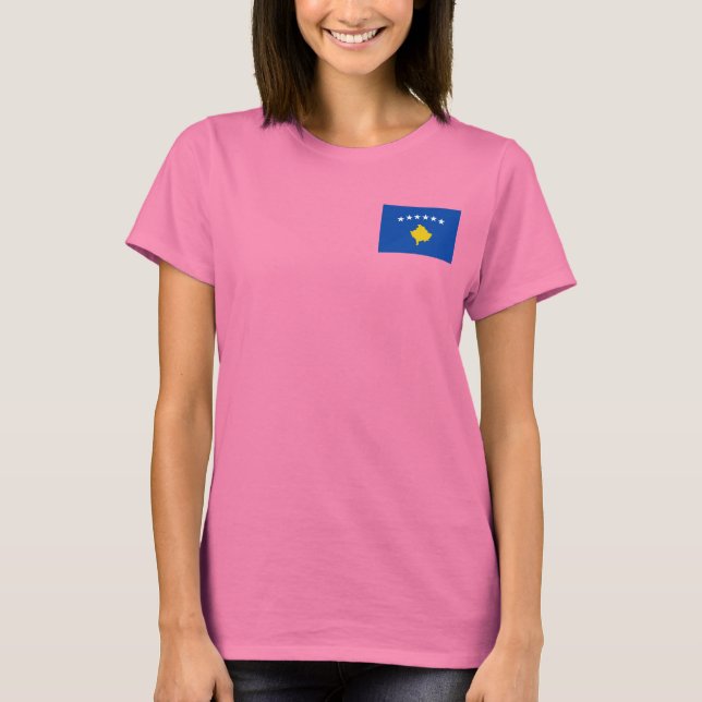 Kosovo Flag and Map dk T-Shirt (Front)