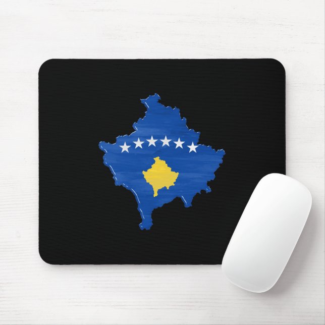 Kosovo flag and map mouse mat (With Mouse)