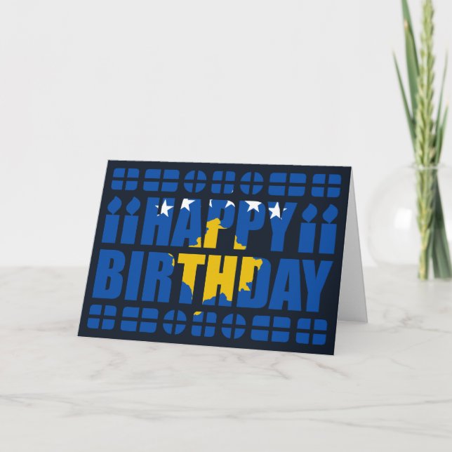 Kosovo Flag Birthday Card (Front)
