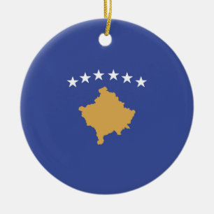 Kosovo flag ceramic tree decoration