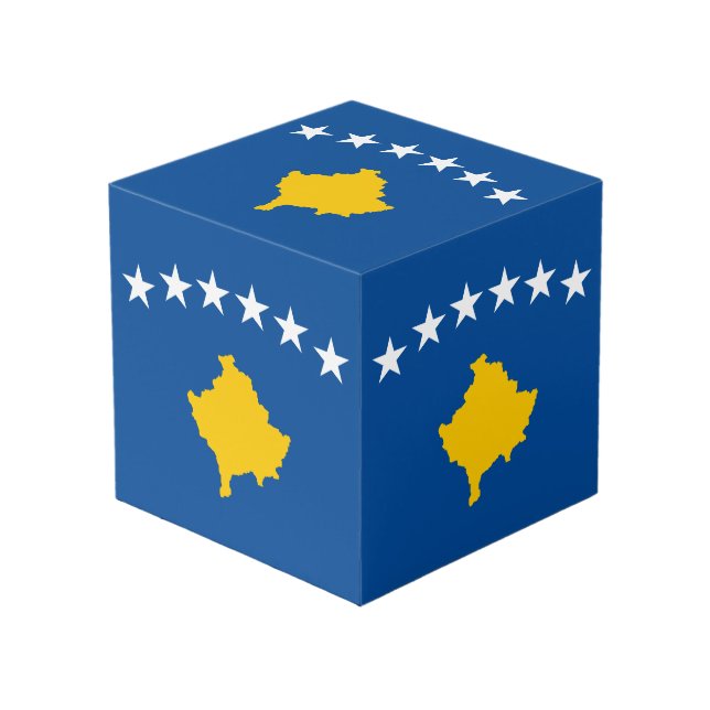 Kosovo Flag Cube (Front Angled)