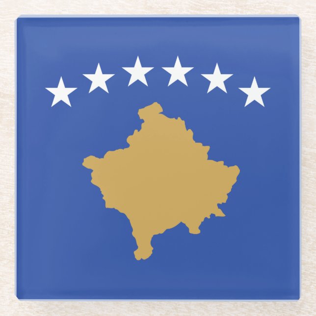 Kosovo Flag Glass Coaster (Front)