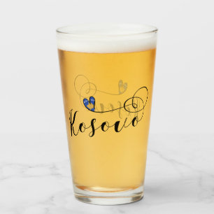 Kosovo Flag Heart, I Love Kosovo, Kosovar Glass