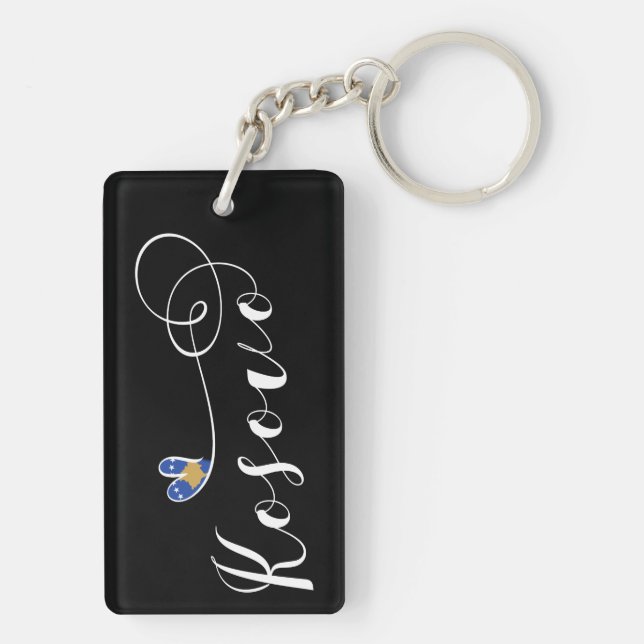 Kosovo Flag Heart, I Love Kosovo, Kosovar Key Ring (Back)