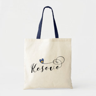 Kosovo Flag Heart, I Love Kosovo, Kosovar Tote Bag