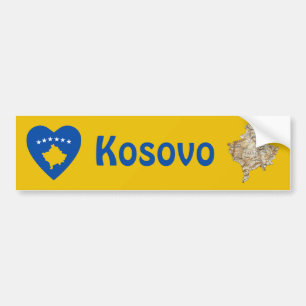 Kosovo Flag Heart + Map Bumper Sticker