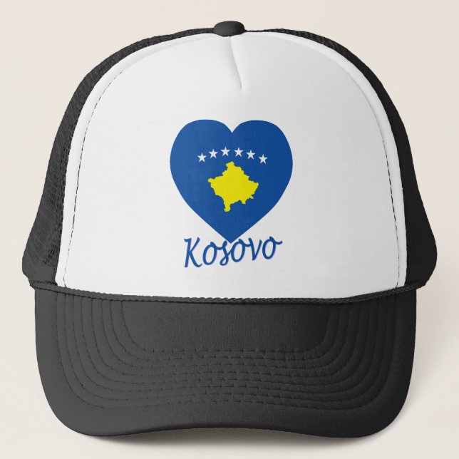 Kosovo Flag Heart Trucker Hat (Front)