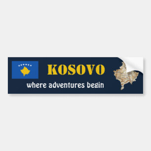 Kosovo Flag + Map Bumper Sticker