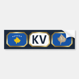 Kosovo Flag Map Code Bumper Sticker