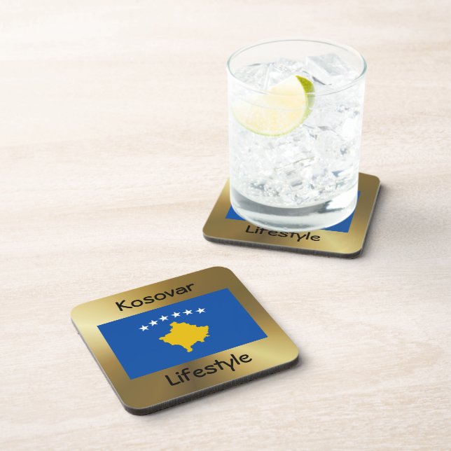 Kosovo Flag+Text Coaster (Right Side)