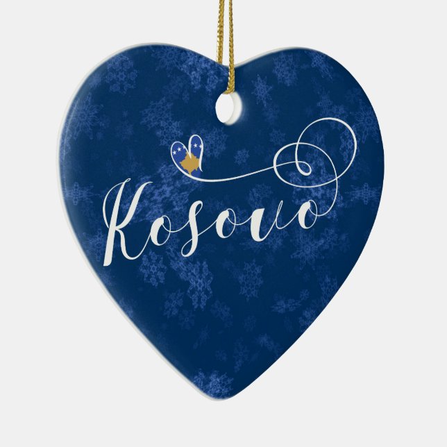 Kosovo Heart, Christmas Tree Ornament, Kosovan Ceramic Tree Decoration (Right)
