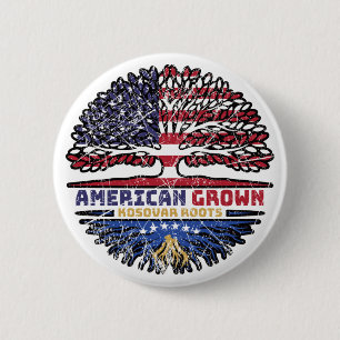 Kosovo Kosovar American USA Tree Roots Flag 6 Cm Round Badge