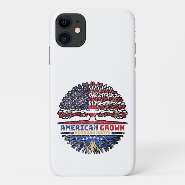 Kosovo Kosovar American USA Tree Roots Flag Case-Mate iPhone Case (Back)