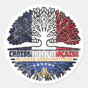 Kosovo Kosovar French France Tree Roots Flag Classic Round Sticker