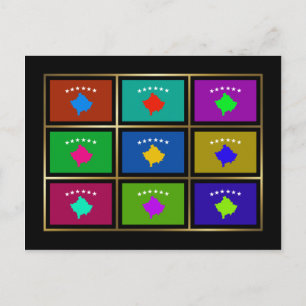 Kosovo Multihue Flags Postcard