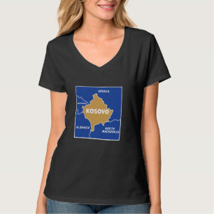 Kosovo Political map in flag colours. Neighbouring T-Shirt