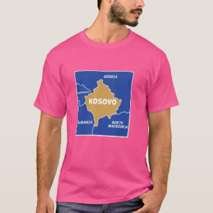 Kosovo Political map in flag colours. Neighbouring T-Shirt