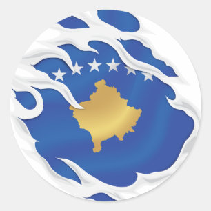 Kosovo Ripped Flag Classic Round Sticker