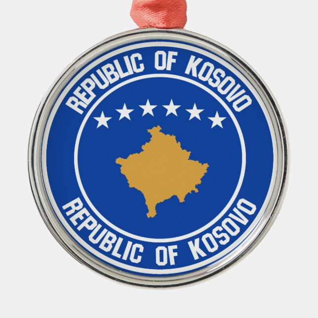 Kosovo Round Emblem Metal Tree Decoration (Front)