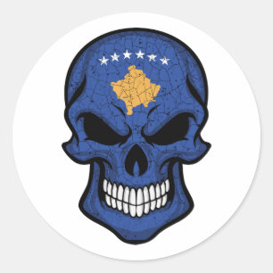 Kosovo Smiling Skull Flag  Classic Round Sticker