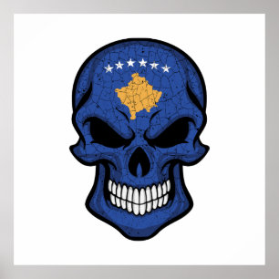 Kosovo Smiling Skull Flag Poster