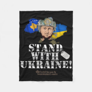 Kosovo Stand With Ukraine Volodymyr Zelenskyy Flag Fleece Blanket