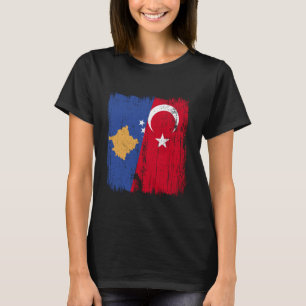 Kosovo Turkey Half Flag Turkiye Kosovar Turkish He T-Shirt