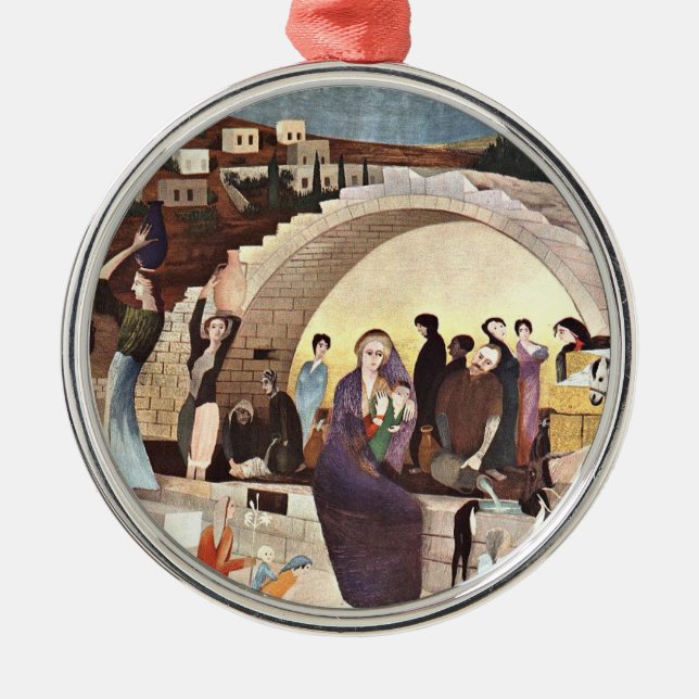Kosztka - Mary's Well in Nazareth Metal Tree Decoration (Front)