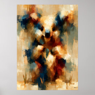 Kotanuki Leaf Keeper Cute Baby Tanuki Kawaii Art Poster