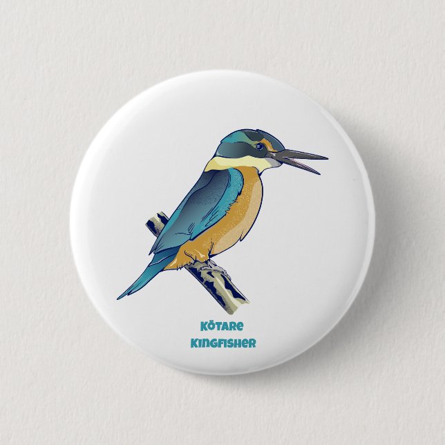 Kotare Kingfisher NZ BIRD  6 Cm Round Badge (Front)