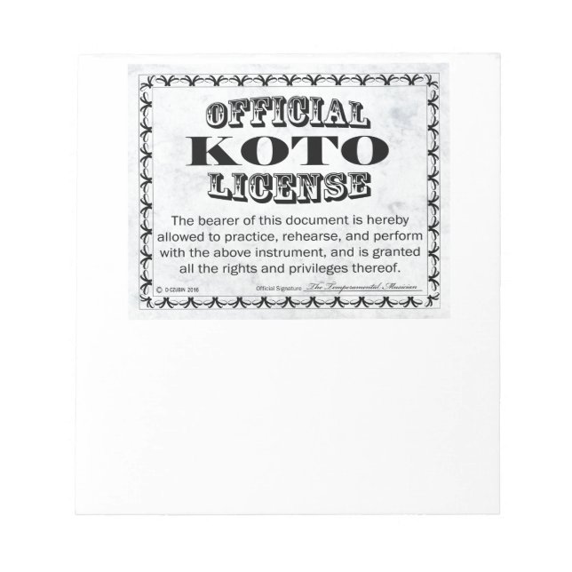 Koto License Notepad (Front)