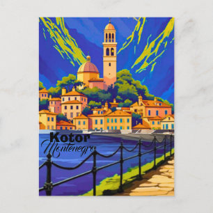 Kotor Montenegro Travel Art Postcard, Kotor Travel Holiday Postcard
