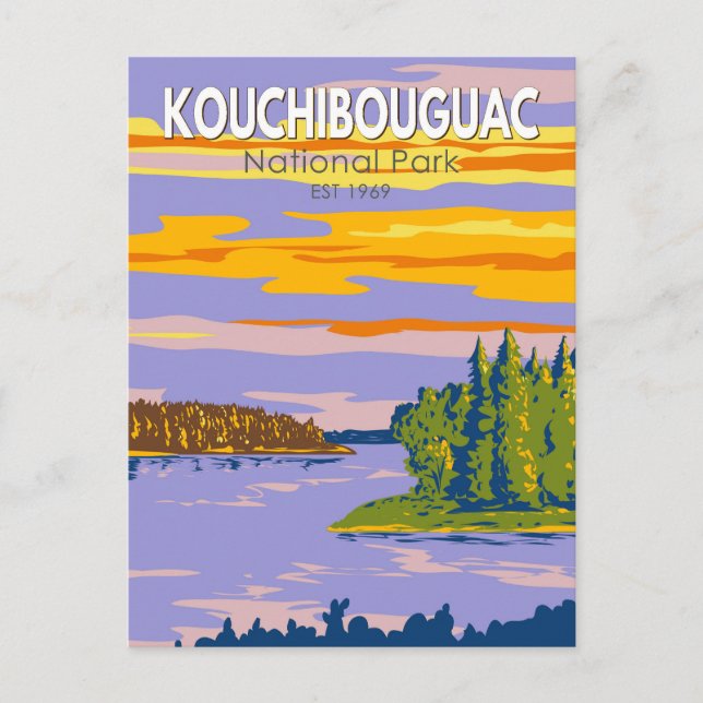 Kouchibouguac National Park Travel Art Vintage Postcard (Front)