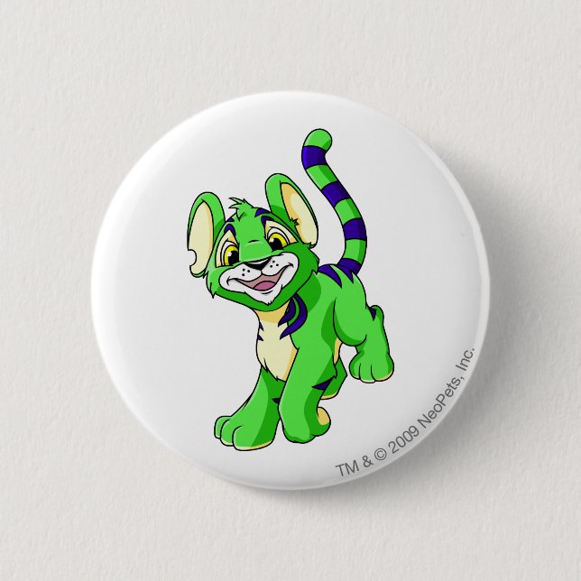 Kougra Green 6 Cm Round Badge (Front)