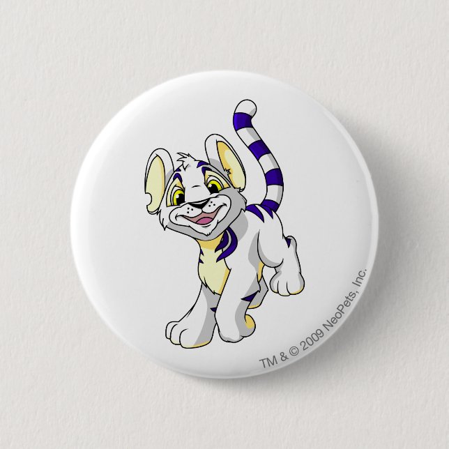 Kougra White 6 Cm Round Badge (Front)