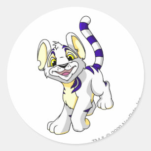 Kougra White Classic Round Sticker