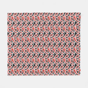 Kowhaiwhai Mangopare Maori Tribal Pattern Fleece Blanket