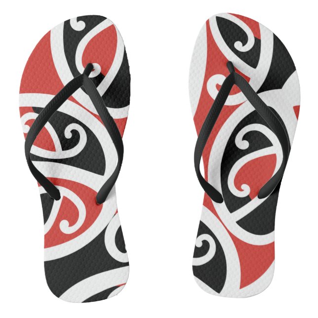 Kowhaiwhai Mangopare Maori Tribal Pattern Flip Flops (Footbed)