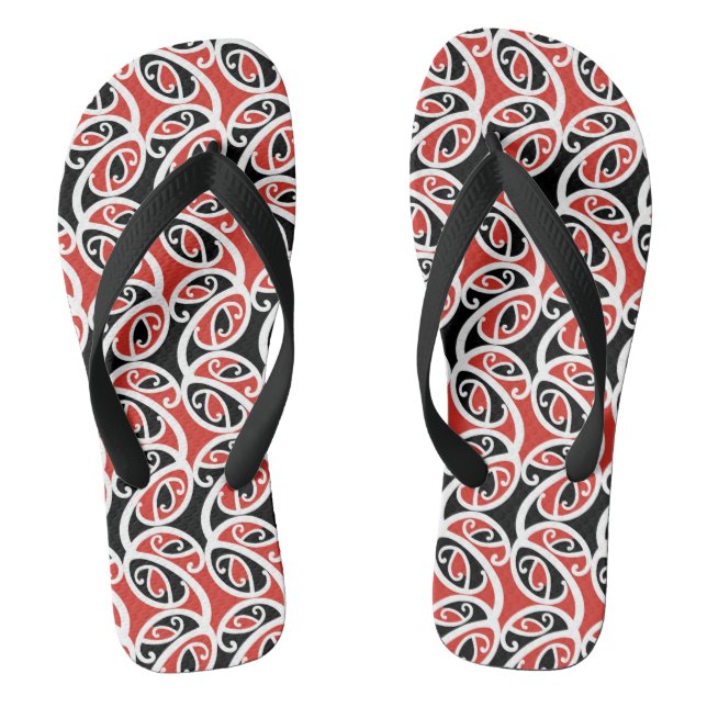 Kowhaiwhai Mangopare Maori Tribal Pattern Flip Flops (Footbed)