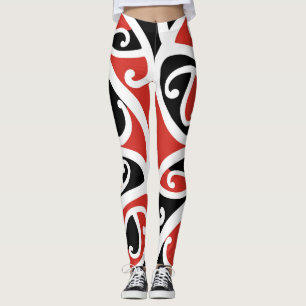 Kowhaiwhai Mangopare Maori Tribal Pattern Leggings