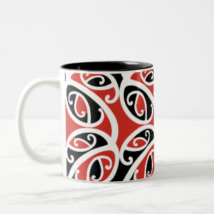Kowhaiwhai Mangopare Maori Tribal Pattern Two-Tone Coffee Mug