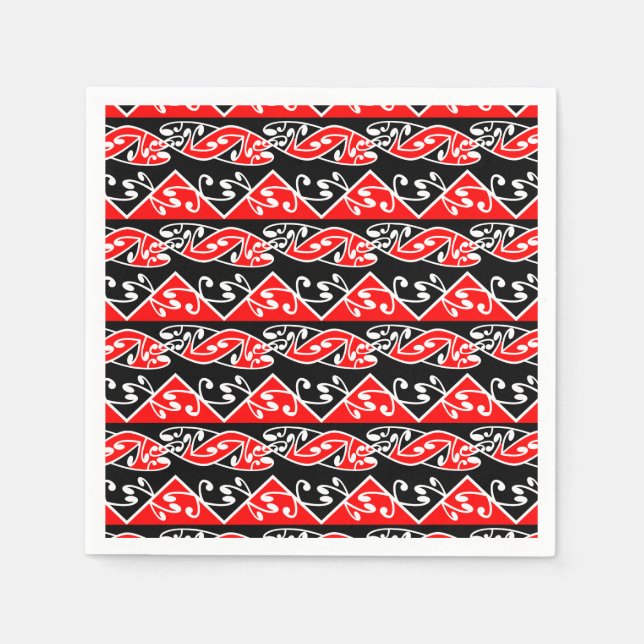 Kowhaiwhai Traditional Maori Koru Pattern Napkin (Front)